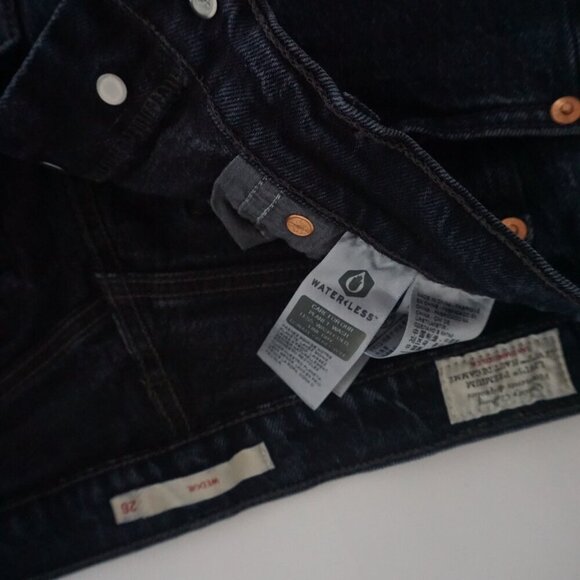 Levi's Wedgie Black Stone Wash Straight Tapered High Waisted Denim Jeans 26 - Picture 9 of 12